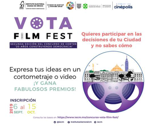 Sigue abierto periodo de registro para participar en el Concurso Vota Film Fest “20 años Construyendo Democracia”, organizado por el IECM