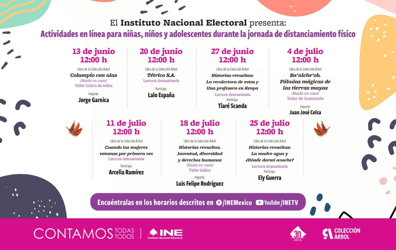 cartelera de eventos programados por el INE (junio-julio)