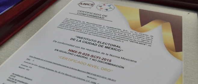 Recibe IECM Certificación Nivel Oro en Igualdad Laboral y No Discriminación