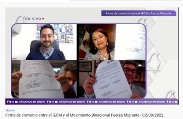 Estrecha IECM lazos con comunidad chilanga en el extranjero; firma convenio con Fuerza Migrante