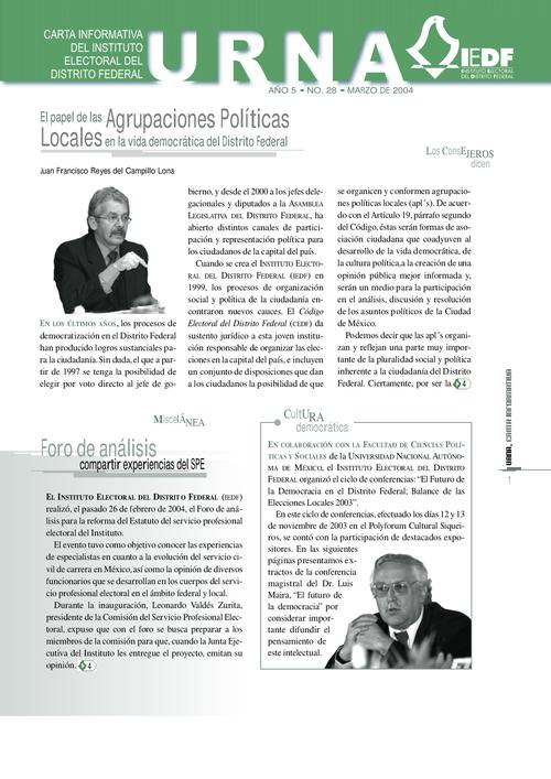 Urna Carta Informativa del IEDF, núm. 28