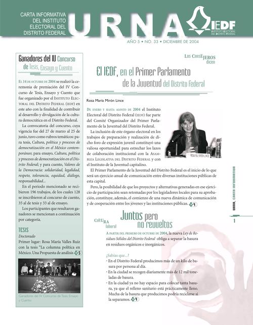 Urna Carta Informativa del IEDF, núm. 33