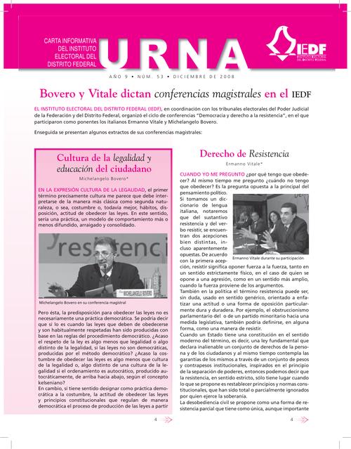URNA, Carta Informativa del IEDF, núm. 53