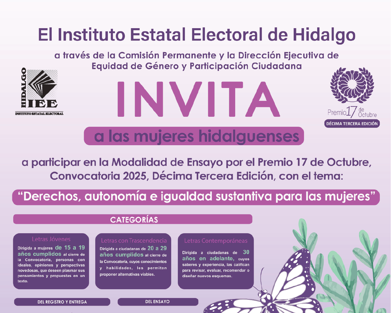 Convocatoria derechos, autonomía e igualdad sustantiva para las mujeres