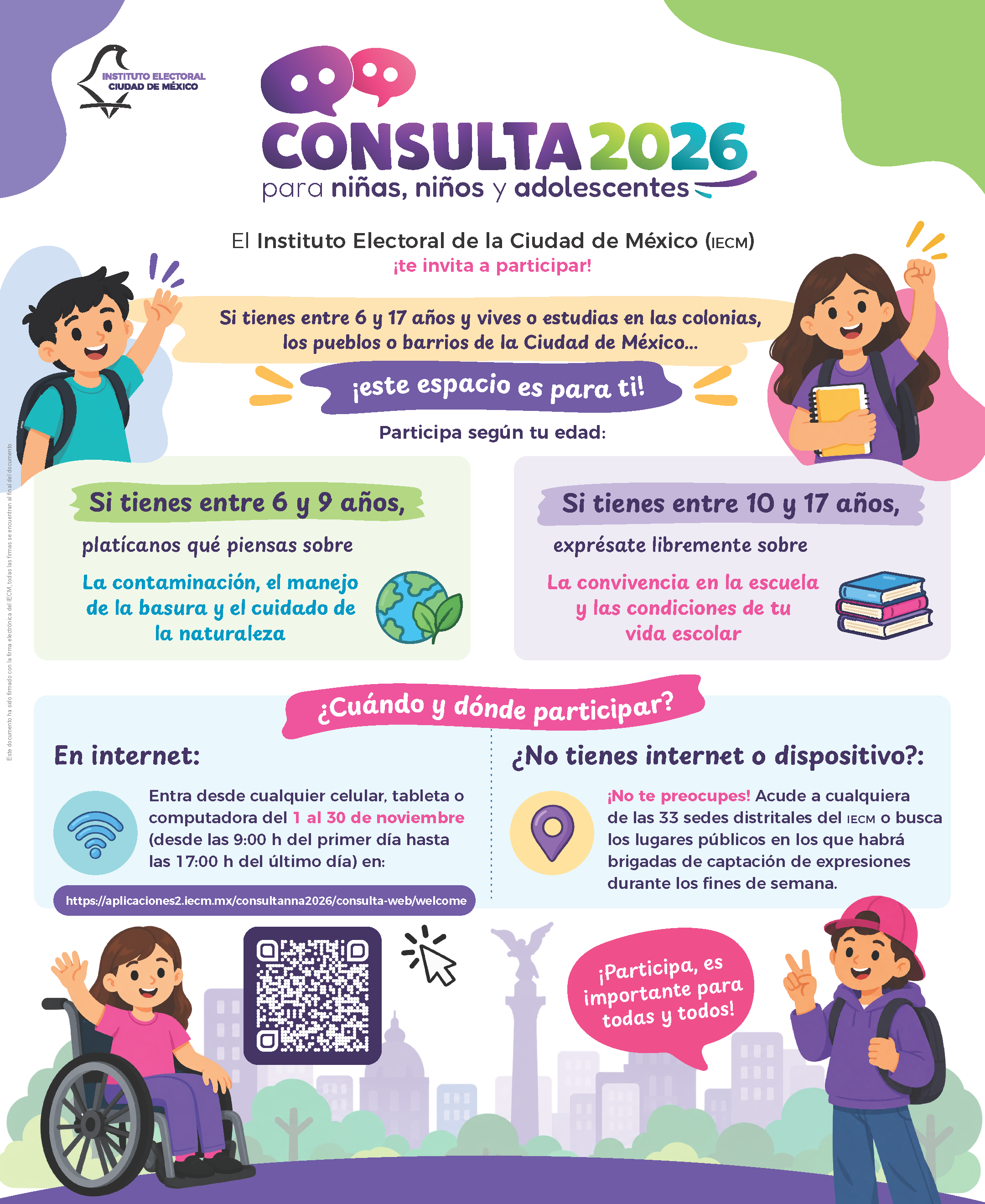 Convocatoria de la Consulta para niñas, niños y adolescentes 2026.