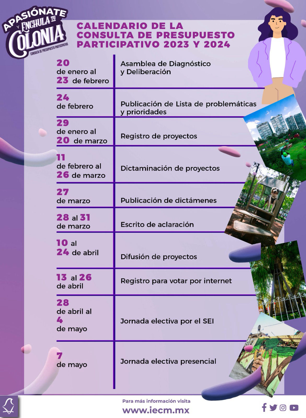 Calendario Presupuesto Participativo 2023 y 2024