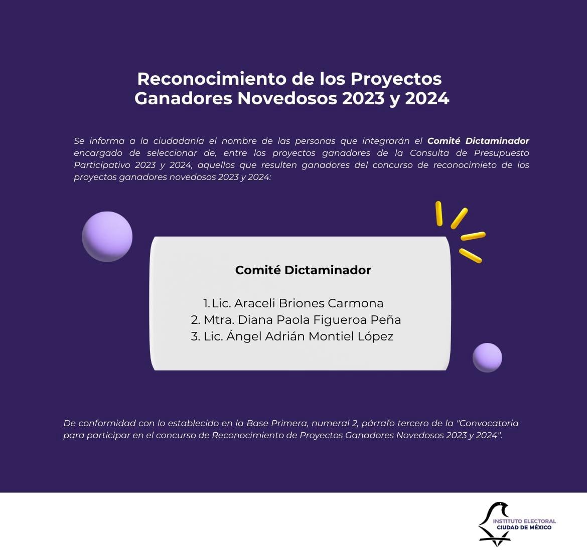 Reconocimiento de los Proyectos Ganadores Novedosos 2023 y 2024