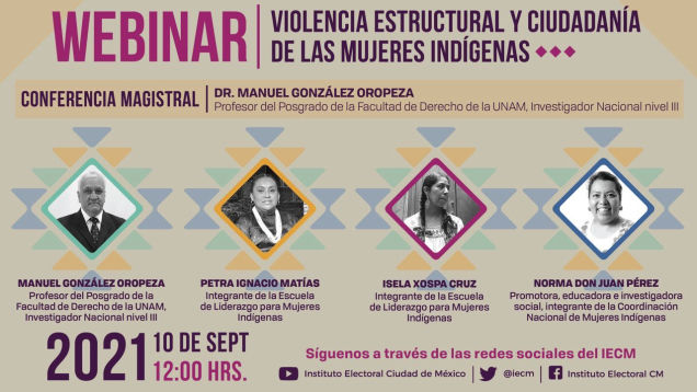 Webinar: Violencia estructural y ciudadanía de las mujeres indígenas”, septiembre 2021