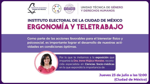 Plática sobre Ergonomía y Teletrabajo: ¿Cómo hacer un #Homeoffice sano?, julio 2020