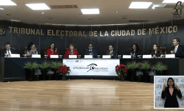Cambio de presidencia del Observatorio de Participación Política de la Mujer en la Ciudad de México, diciembre 2019