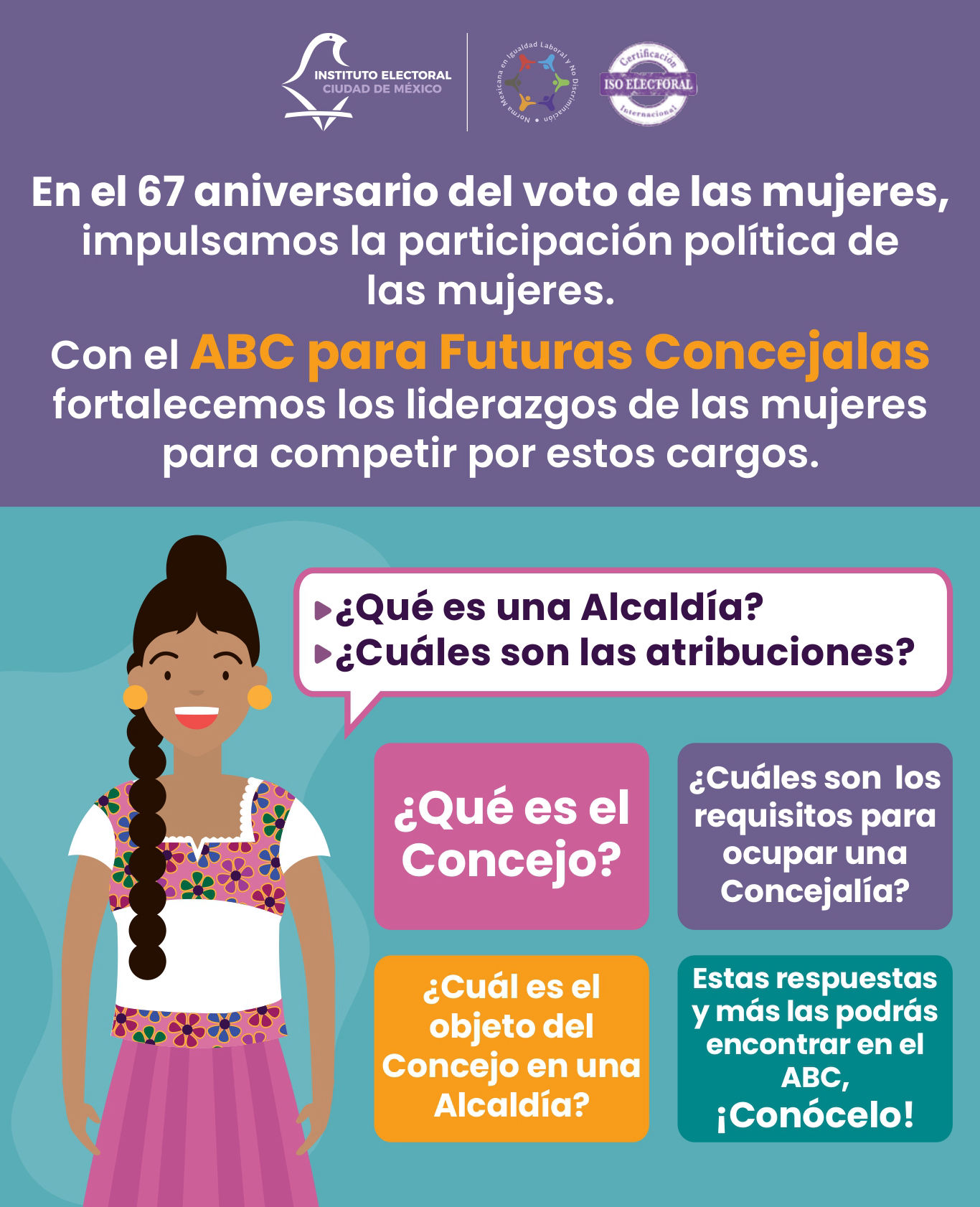 Cartel sobre el ABC para futuras Concejalas, 2020.